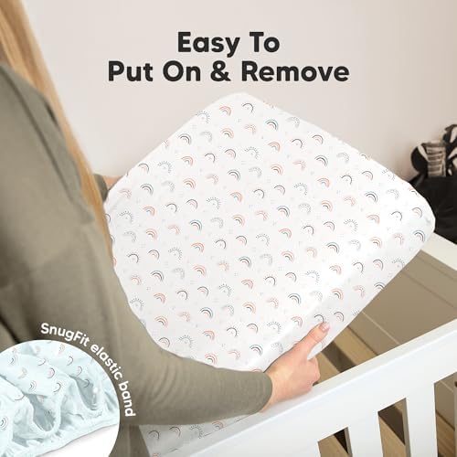 KeaBabies 2pk Organic Cotton Crib Sheets for Boys Girls 52x28, Cosmo