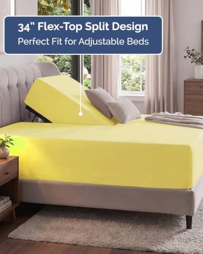 CGK Linens Extra Deep Flex Top Split Head King Fitted Sheet Only - Yellow