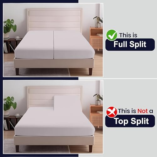 SGI Split King Sheet Set for Adjustable Bed Egyptian Premium Cotton Sheets for Sleep Number Bed 15" Deep Pocket 5 Pc Set with 2 Twin XL Fitted Sheets Soft Breathable - Silver