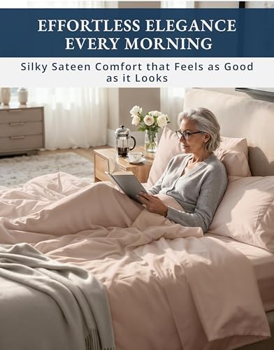 LANE LINEN Cal King Sheet Set 100% Egyptian Cotton Sateen - Sepia Rose