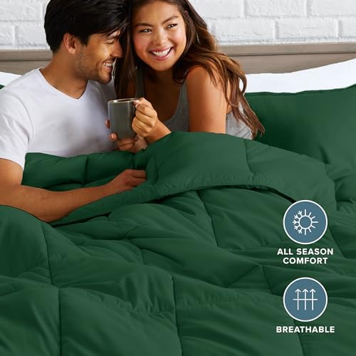 Bare Home Comforter Set - 1800 Ultra Soft (King, Forest Green)