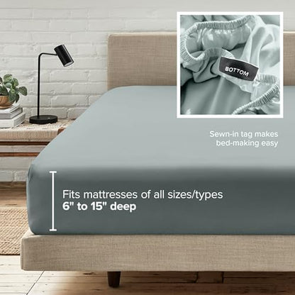 Bare Home Twin Fitted Sheet - 1800 Ultra-Soft (Twin, Sea Spray)