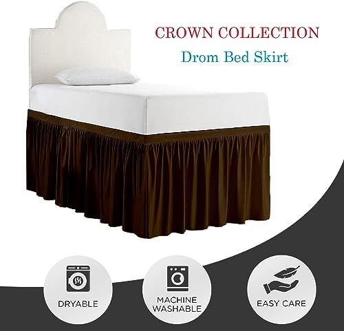 Twin XL 40" Inch Drop Long Dorm Bed Skirt, Ruffled Pattern College Dorm Room Bed Skirts, Split Corner, Easy Care, No Wrinkle Microfiber Bed Skirt