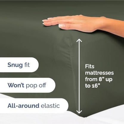 King Size 4 Piece Sheet Set - Ultra Soft & Cooling Sheets - Dark Olive Grey