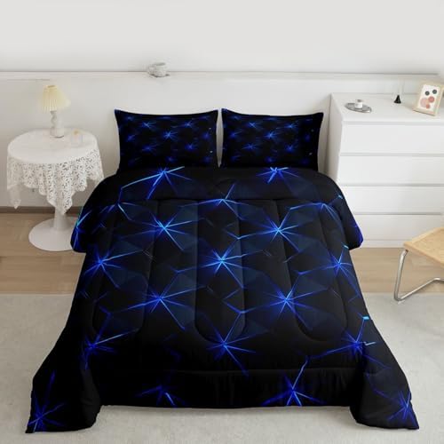 jejeloiu Geometric Comforter Set Full Size Abstract Art Bedding Set for Kids Boys Girls Luxury Duvet Quilt Bedroom Decor Microfiber 3 Pcs with 2 Pillow Cases
