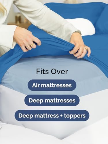 CGK Linens Extra Deep King Fitted Sheet - Fitted Sheet Only - Royal Blue
