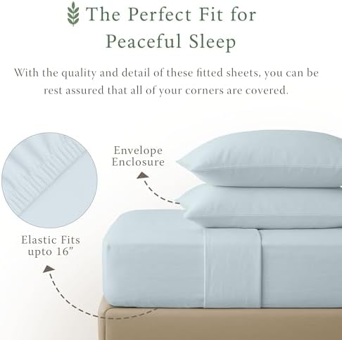 Threadmill Organic Cotton King Pillowcases, Percale, Light Blue, 2-Piece