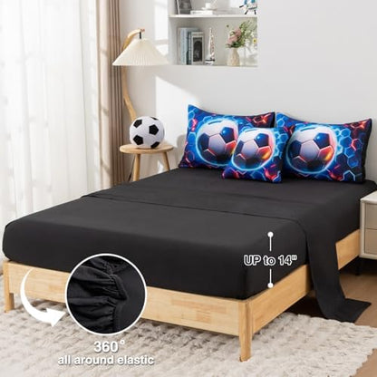 A Nice Night Twin Size Bed in A Bag 6 Pc Football Comforter Sets for Boys