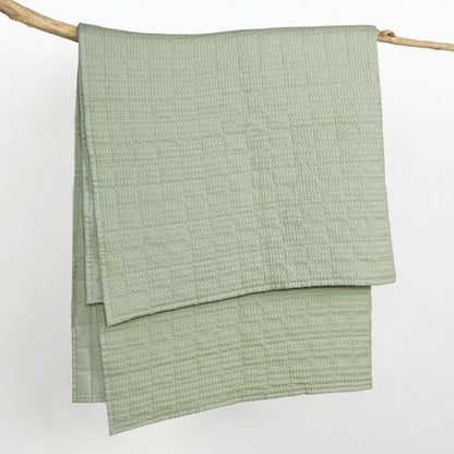Levtex Home Cloud Waffle - Throw - Waffle Textured - Desert Sage - Throw (50x60in.) - Cotton