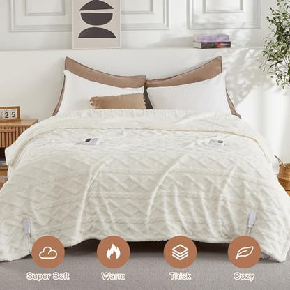 CAROMIO Electric Blanket Cal King Size, Heated Blanket Thick Tufted Sherpa