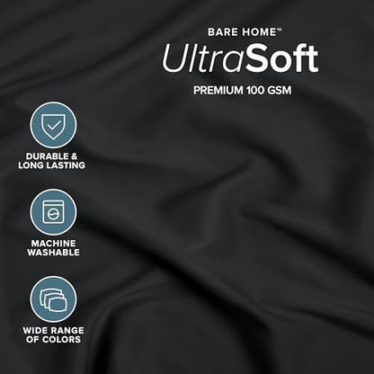 Bare Home Twin Fitted Sheet - 1800 Ultra-Soft (Twin, Black)