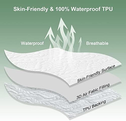 Sufdari Full Waterproof Mattress Protector, Waterproof Mattress Cover,Breathable & Noiseless Mattress Pad, Waterproof Quilted Fitted Sheet Fits Up to 8-18" Deep Pocket