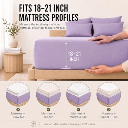 CozyLux Cal King Sheet Set 6-Piece, 21-Inch Deep Pocket, Soft Brushed Feel