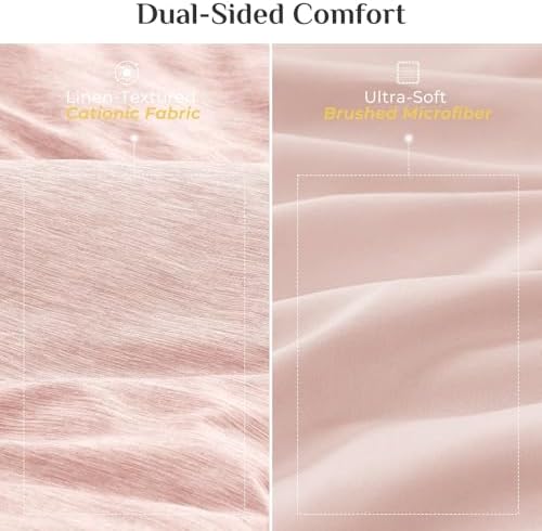 JOLLYVOGUE Rose Pink King Comforter Set, Cationic Dyeing Bed in a Bag King 7 Pieces, Double-Tone Bedding Set with Down Alternative Comforter, Sheets, Pillowcases & Shams