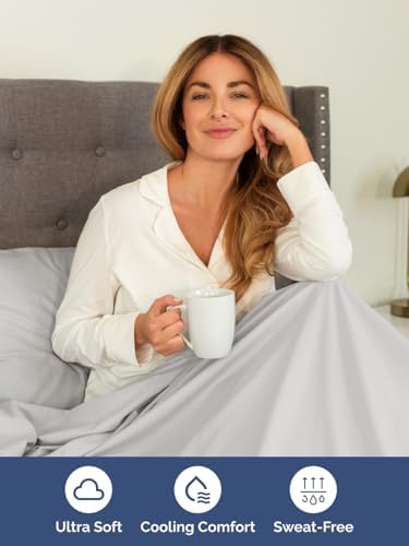 Extra Deep Full Sheet Set - 4 Piece Breathable Cooling Sheets - French Grey