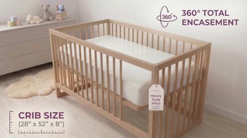 BLISSFORD Crib Plastic Mattress Protector, Heavy Duty Fitted Vinyl Cover