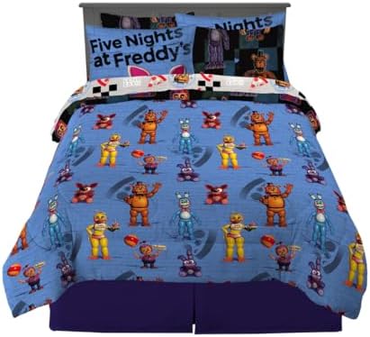 Five Nights At Freddy's Kids Bedding Super Soft & Cozy Comforter and Sheet Set with Sham, 7 Piece Queen Size, (Officially Licensed Product) By Franco