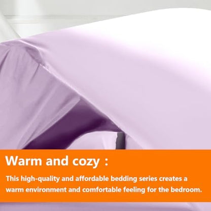 TAIMIT Light Purple King Comforter Set - 7 Pieces, Bed in a Bag Bedding Sets with All Season Soft Quilted Warm Fluffy Comforter,Flat Sheet,Fitted Sheet,2 Pillow Shams,2 Pillowcases