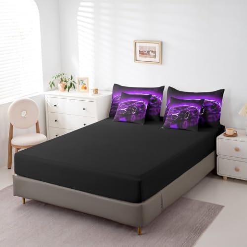 Feelyou Kids Teens Sports Car Bed in a Bag King Size Purple Race Car 7 Piece Bedding Set for Kids Teens Boys Girls Extreme Sports Theme Comforter Set with Sheets Speed Luxury Car Bed Set