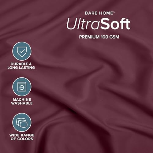 Bare Home Full Fitted Sheet - 1800 Ultra-Soft (Full, Burgundy)