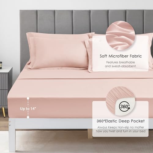 Love's cabin Twin XL Bedding Set, 5 Pieces Pink All Season with Comforter, Sheets, Pillowcase & Sham