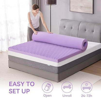 SINWEEK 3.8 Inch Egg Crate Memory Foam Mattress Topper King Size, Soft Mattress Pad for Back Pain Relief, Bed Topper, CertiPUR-US Certified