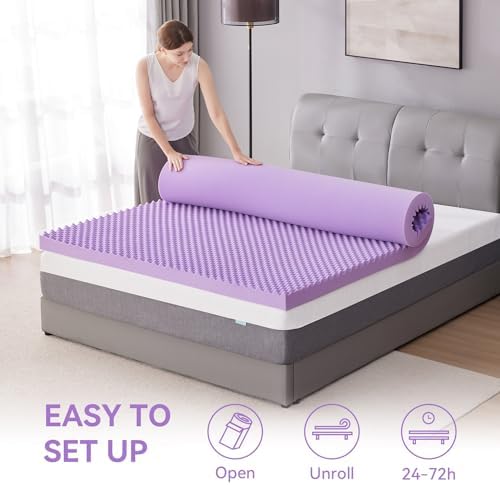 SINWEEK 3.8 Inch Egg Crate Memory Foam Mattress Topper Queen Size, Soft Mattress Pad for Back Pain Relief, Bed Topper, CertiPUR-US Certified