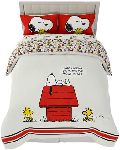 Peanuts Charlie Brown & Snoopy Classic Pals Super Soft Comforter and Sheet Set, 5 Piece Full Size, (Officially Licensed Product) Franco Collectibles