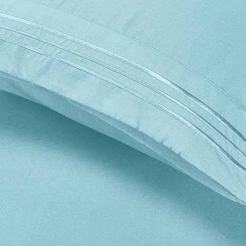 Elegant Comfort Luxury 4-Piece Bed Sheet Set - Luxury Bedding 1500 Premium Hotel Quality Microfiber, Wrinkle Resistant Cool & Breathable, Easy Elastic Fitted, Queen, Baby Blue