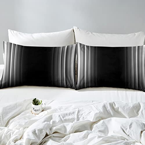 Feelyou Geometric Abstract Ombre Sheet Set Men Adults Teens Grey Gray and Black Striped Bed Sheets Kids Boys Girls Simple Modern Sheetswith 1 Pillowcase 3Pcs Bedding Twin