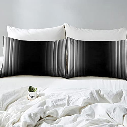 Feelyou Geometric Abstract Ombre Sheet Set Men Adults Teens Grey Gray and Black Striped Bed Sheets Kids Boys Girls Simple Modern Sheetswith 1 Pillowcase 3Pcs Bedding Twin
