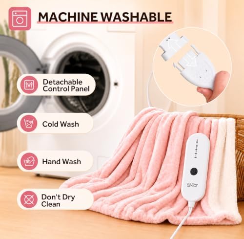 Electric Throw Blanket, Flannel Sherpa, 50"x60", Pink