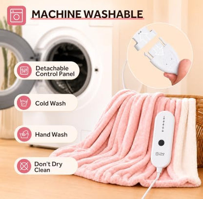 Electric Throw Blanket, Flannel Sherpa, 50"x60", Pink
