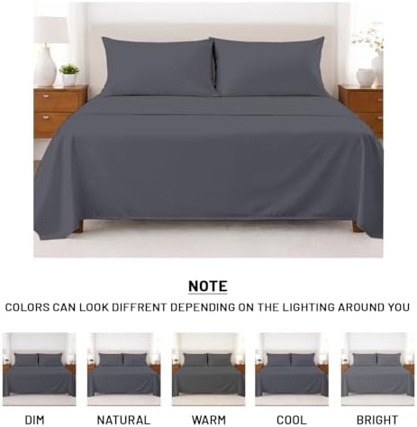 SGI bedding 100% Egyptian Cotton Sheets Full XL Size – Cooling Sheets, Soft Breathable Dark Grey Bedding, Luxury Bedding, Luxury Hotel Sheet Set, Deep Pocket 16", 4 Piece Set
