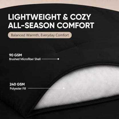 HIMEET Full Comforter Set, 7-Piece Point-Quilted Bed in a Bag, Black