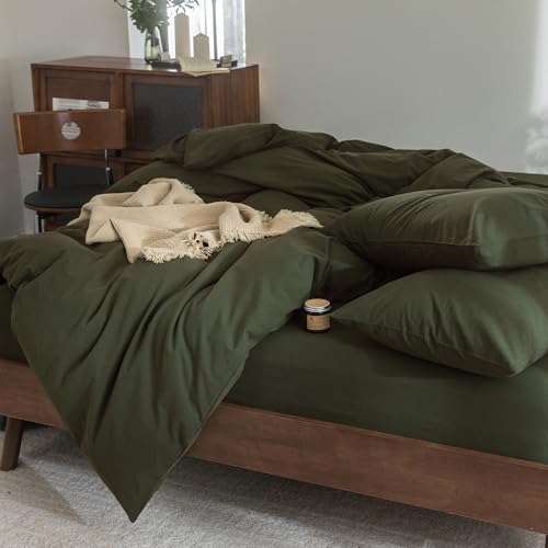 FOSSA Duvet Cover Set 100% Washed Cotton Linen Feel Super King