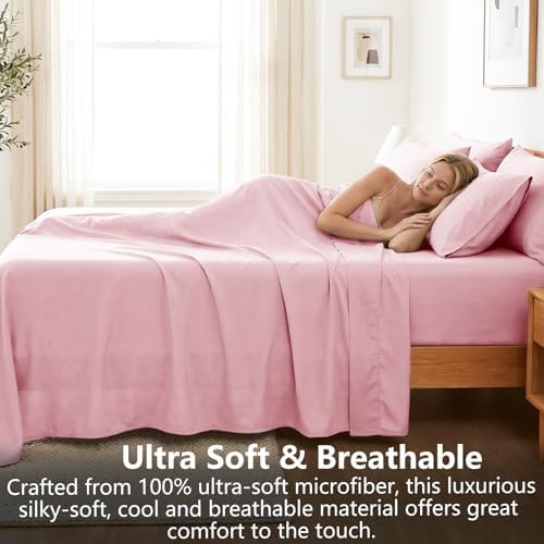 CozyLux Full Sheet Set 6-Piece, 21-Inch Deep Pocket, Soft Brushed Feel