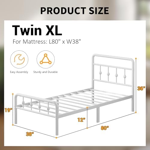 Lutown-Teen 12 Inch Twin XL Bed Frames with Headboard and Footboard