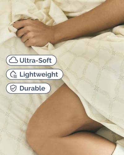 Twin 3 Piece Floral Sheet Set - Soft, Breathable & Cooling - French Trellis