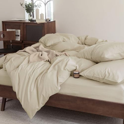 FOSSA Duvet Cover Set 100% Washed Cotton Linen Feel Super King