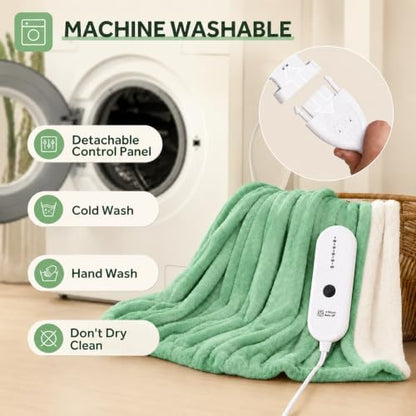 Heated Blanket Electric Blanket Twin Size, Aqua Green