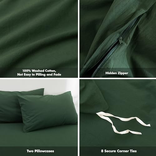FOSSA Duvet Cover Set 100% Washed Cotton Linen Feel Super King Plus
