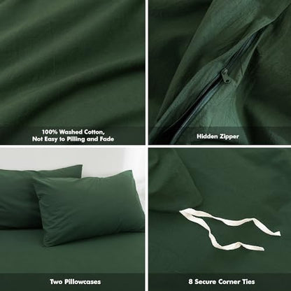FOSSA Duvet Cover Set 100% Washed Cotton Linen Feel Super King Plus