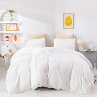 Wellboo White Comforter Sets King Size Solid Color Bedding for Women Men