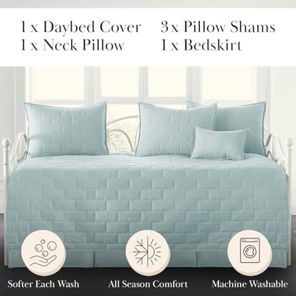 Daybed Quilt Set 6PC Bedding Set Daybed Cover for twin beds easy care Blue