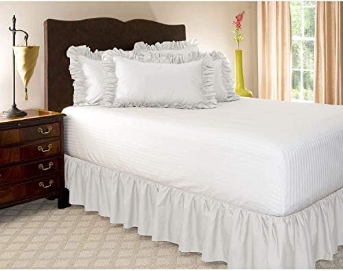 Mattress-Homes Ruffled Bed Skirt Split Corners with Platform, Tailored Fit Wrinkle Free Ultra-Soft Microfiber Dust Ruffle, Upto 10" Drop, Queen, White