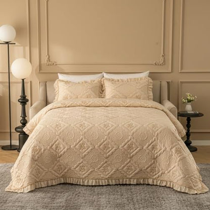 Sobrecamas Queen Elegantes,King Embroidered Quilt Set,Reversible Coverlet