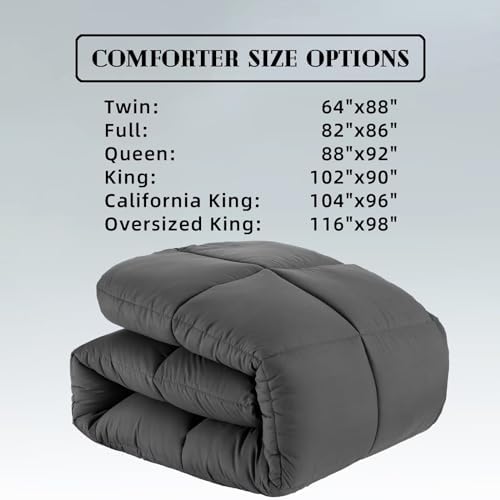 DOWNCOOL Comforters Twin Size, Dark Grey Duvet Insert, Lightweight Quilt