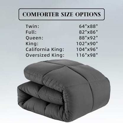 DOWNCOOL Comforters Twin Size, Dark Grey Duvet Insert, Lightweight Quilt
