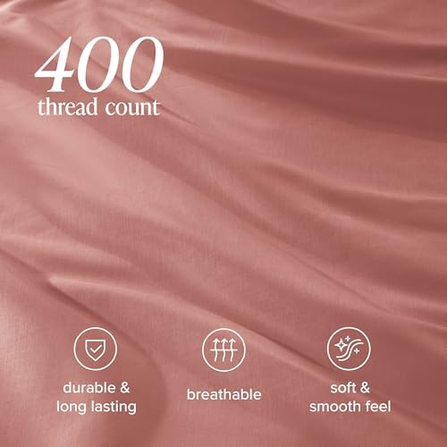 Bare Home 100% Organic Sateen Duvet Cover Set (King/Cal King, Dusty Rose)